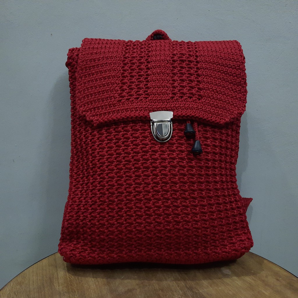 Tas Ransel Rajut Camilia - SenjabyAtsa-Merah