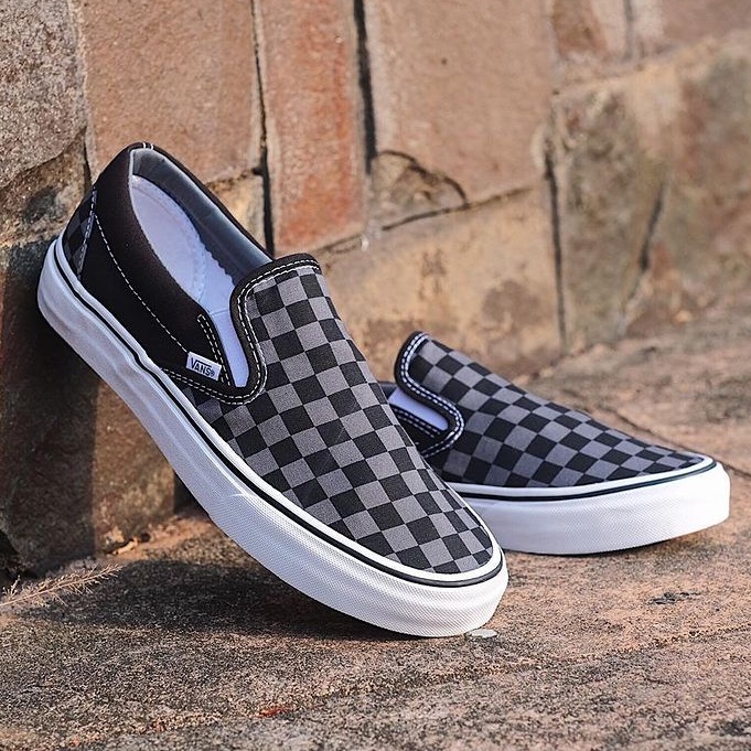 PROMO Sepatu Vans_Slipon_017 Checkboard Catur Kotak ABU Kualitas Premium size 36-43