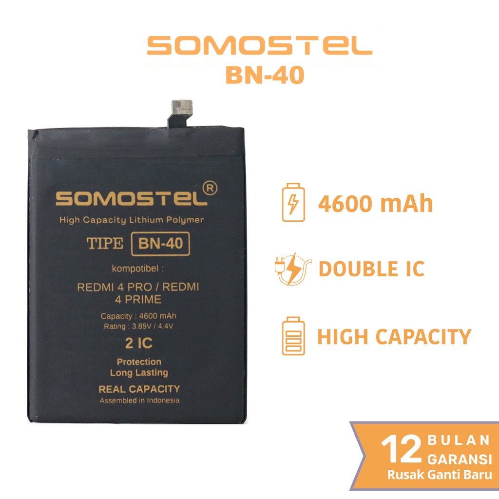 Somostel - BN40 Redmi 4 Pro / Redmi 4 Prime Batre Batrai Baterai