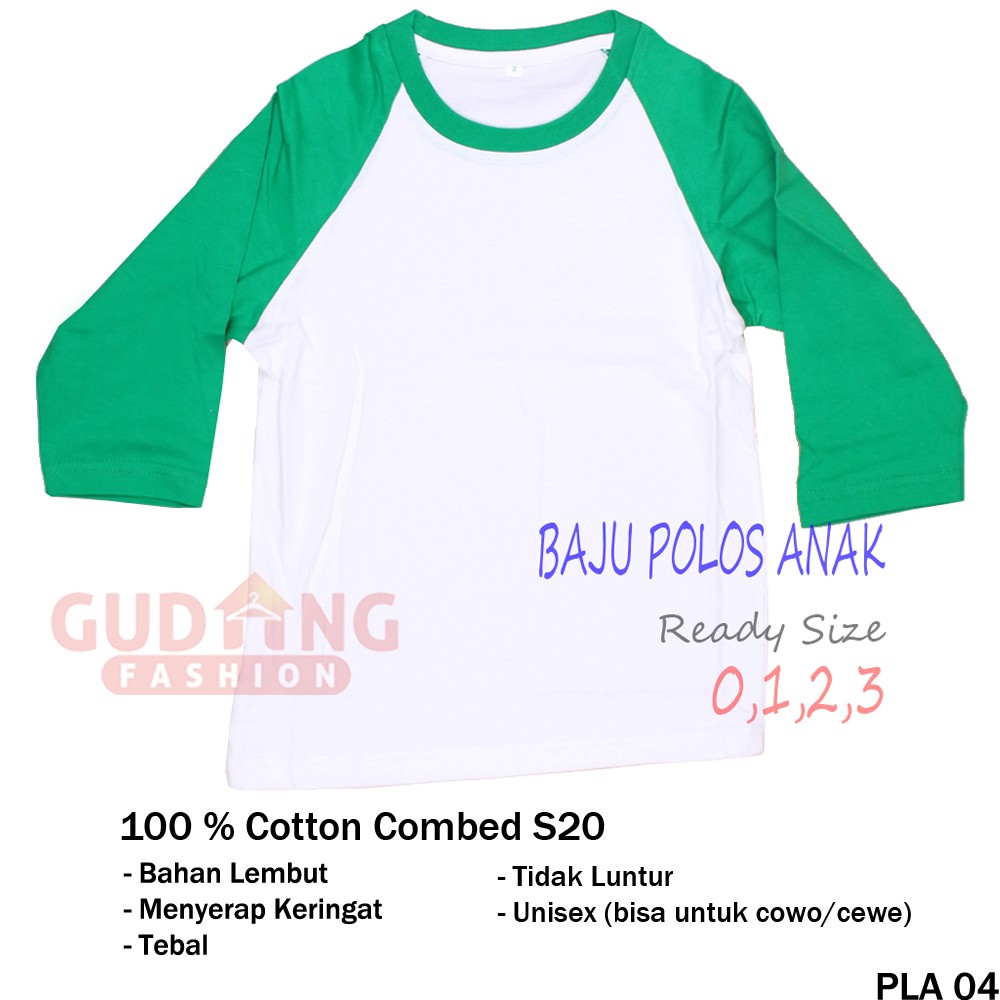 Baju Polos Anak Lengan Raglan - PLA 04