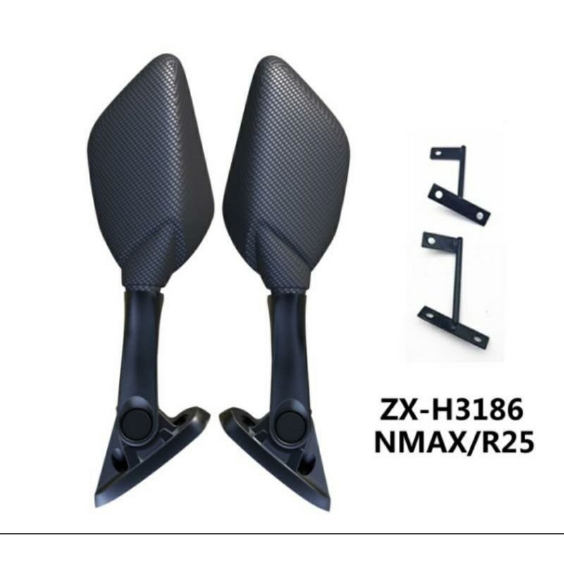 SPION R15 TANGKAI PENDEK CARBON SPION R25 TANGKAI PENDEK KARBON KACA BIRU NMAX NINJA 150 CB150 DLL