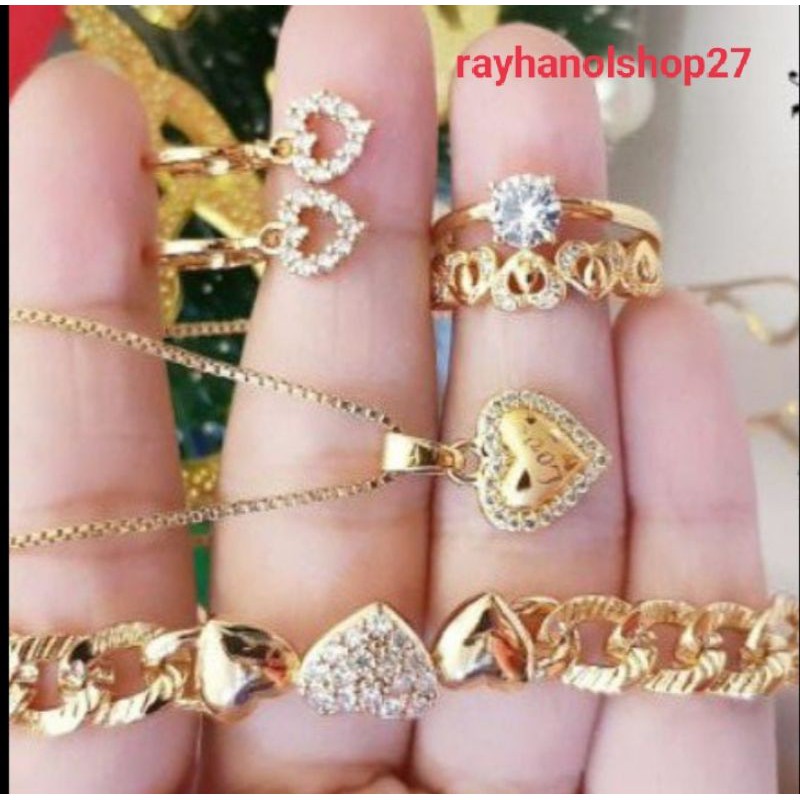 SET PERHIASAN WANITA DEWASA LENGKAP LAPIS EMAS 22K MOTIF PILIHAN