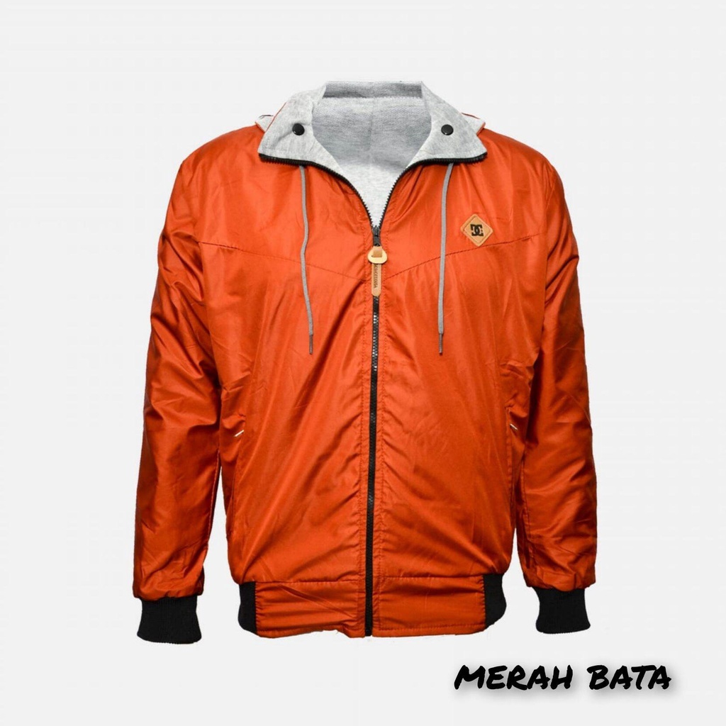 JAKET BOLAK BALIK 2IN1 JAKET MOTOR JAKET BB JAKET PARASUT JAKET PRIA WANITA JAKET DISTRO PRIA WANITA-DC BATA - ABU M/L