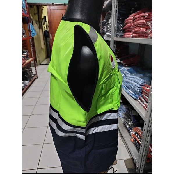 ROMPI SAFETY JUMBO 3XL XXXL HIJAU NAVY BAHAN DRILL PAKAI FURING