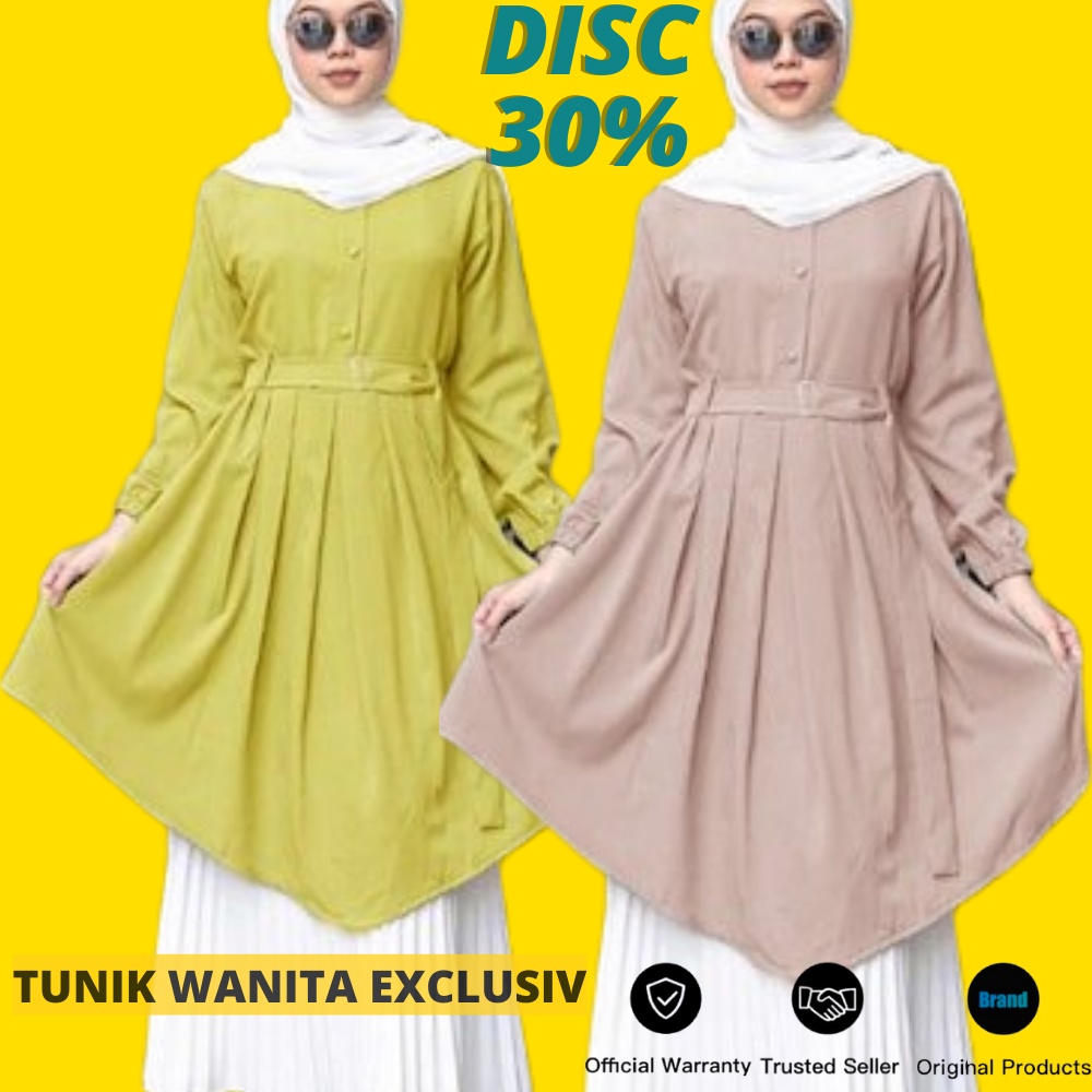 Atasan Tunik Wanita Busui Terbaru Baju Kemeja Long Fashion Muslim Tunic Lengan Panjang Jumbo Gamis B