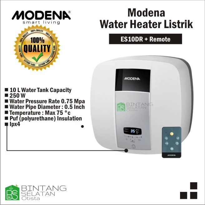 WATER HEATER MODENA PEMANAS AIR LISTRIK ES 10 DR REMOTE CONTROL