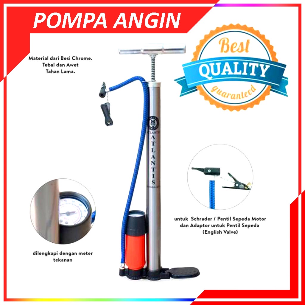 Pompa Ban Sepeda Praktis &amp; Tahan Lama / Selang Pompa Angin Untuk Sepeda Sepeda Motor / Motor Bicycle Pump / Pompa Angin