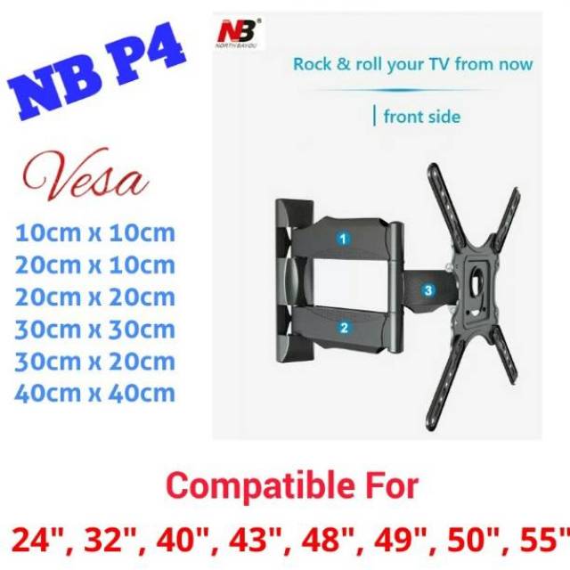 Bracket TV 55 50 49 45 43 40 33 INCH NB P4  UHD OLED LED PLASMA