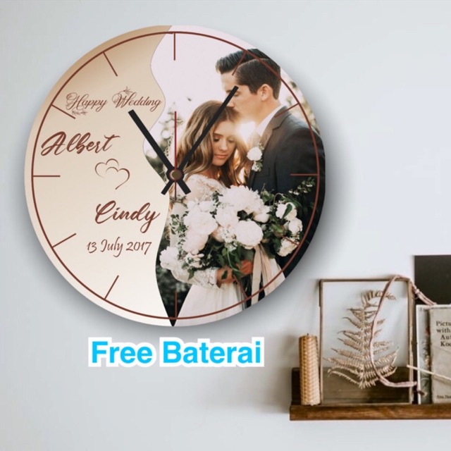 Jam Dinding Kayu Unik Custom Foto