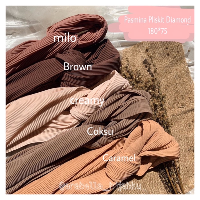 Pashmina full plisket diamond crepe premium || by : arabella_hijabku