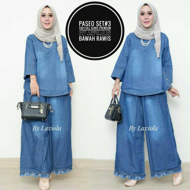 Zalea set pants Setelan Jeans Jumbo