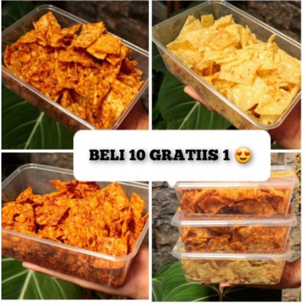 

PANGSIT CRISHPY KEMASAN BOX 100 GR/PEDAS BALADO BBQ DLL/KRIPIK PANGSIT