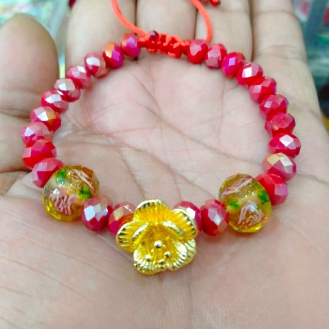 Gelang kristal kombinasi mawar