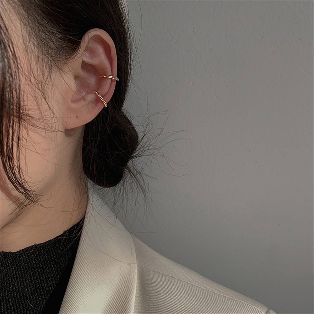 3 Buah Klip Telinga Tanpa Tindik | Anting Retro Fashion Wanita Kelas Atas Sederhana
