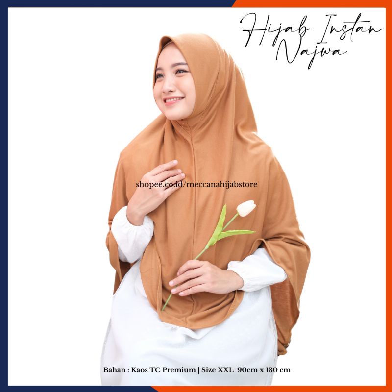 Jilbab Instan Kaos Non Pet Najwa Hijab Khimar Maryam Kerudung Bergo Instan Murah Grosir Size XXL | B