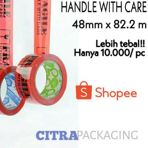 

Flash Sale!! KODE-491 LAKBAN FRAGILE MERAH - HANDLE WITH CARE untuk PACKING DAN PENGIRIMAN 48MM satu