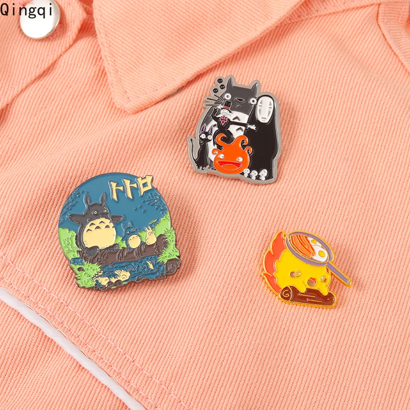 Bros Pin Enamel Desain Anime Totoro No Face Man Calcifer Untuk Anak