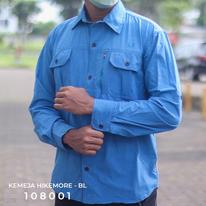 (BISA COD) Kemeja Outdoor Quick Dry Lapangan Gunung Hikemore Setara Eiger - Blue, M