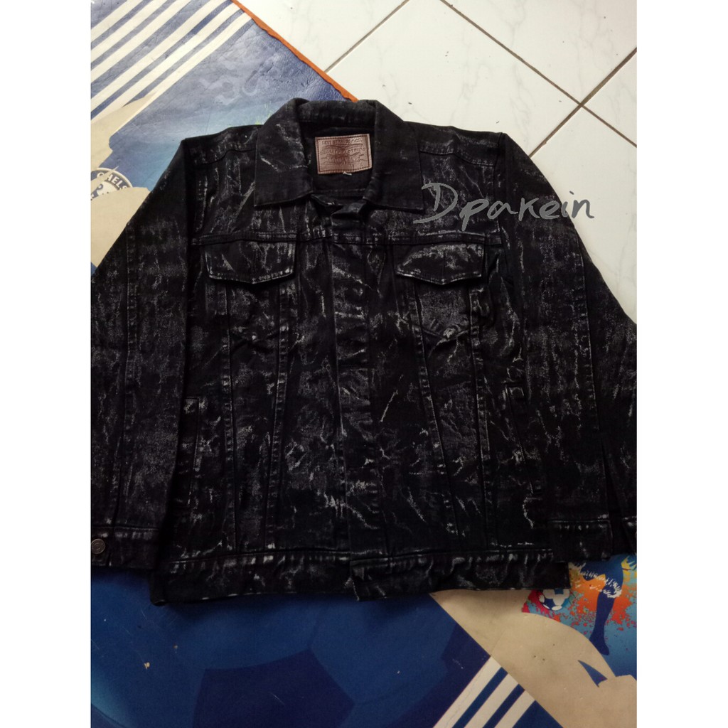 Jaket Jeans Pria Denim Black Sandwash