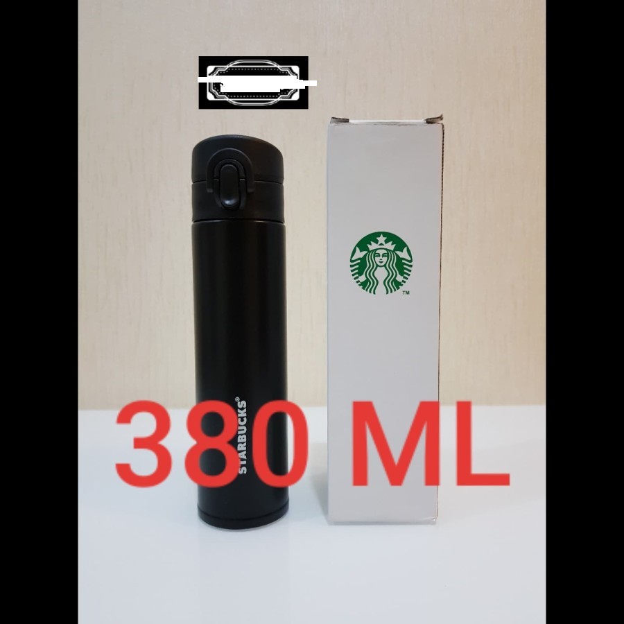 Botol Minum Termos Tumbler Kancing STARBUCKS Air Panas ORIGINAL HITAM - Hitam S