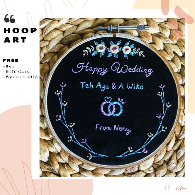 [15 cm] Kado Hadiah Custom Embroidery  Unik Wisuda Pernikahan Anniversary Ulang Tahun Pacar