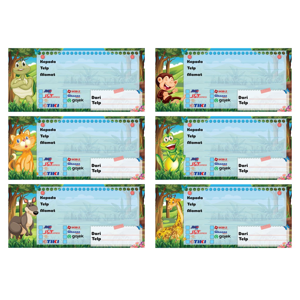 

25 PCS LABEL PENGIRIMAN UNTUK OLSHOP STIKER BONTAX SERI KARAKTER KARTUN HEWAN