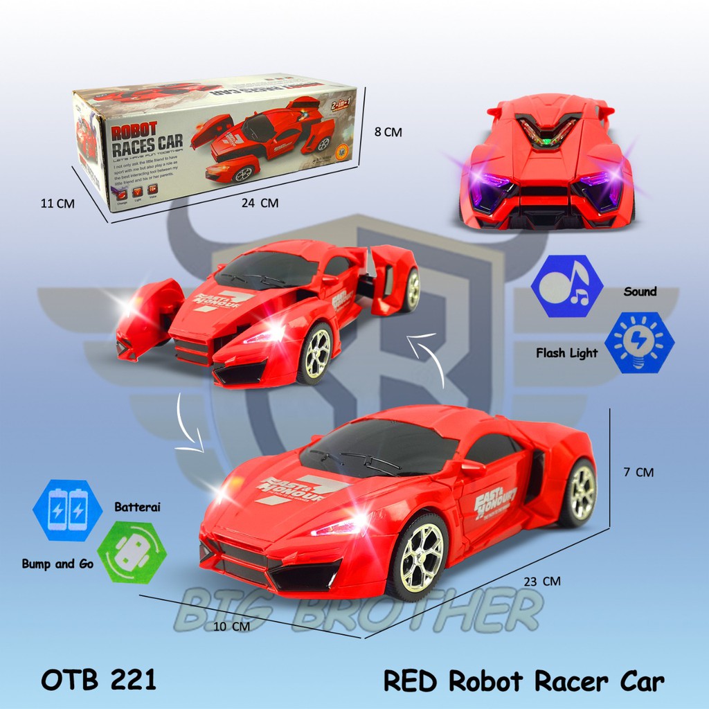 PROMO  OTB024P OTB221 OTB224  OTB221A OTB111 Mainan Anak Mobil Mobilan Robot Transformer BIGBROTHER-OTB221A MERAH