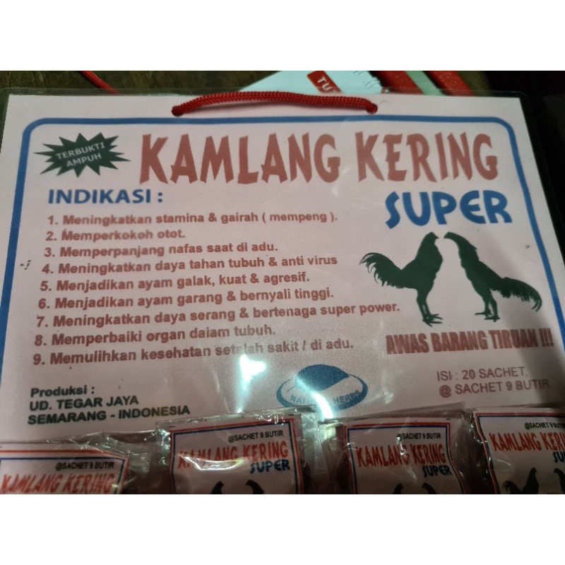 2bks kamlang kering super ayam tarung 18butir jamu herbal doping stamina ayam vitamin obat tahan pukul asli ori