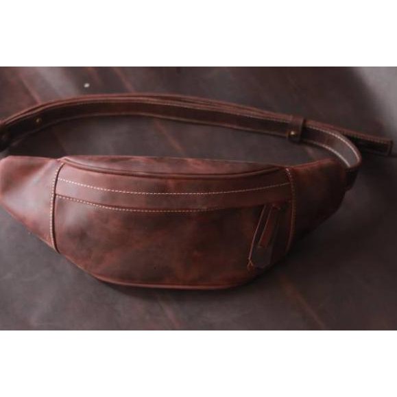 ORIGINAL WAISTBAG KULIT PRIA GENUINE PULLUP LEATHER 100% KULIT ASLI ✅ 9SV