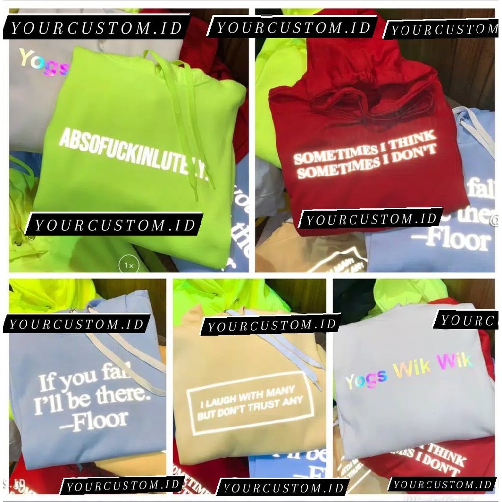 CUSTOM JAKET REFLEKTIF (NYALA) (PRIA & WANITA) HOODIE JUMPER / BASIC SWEATER SABLON REFLECTIVE