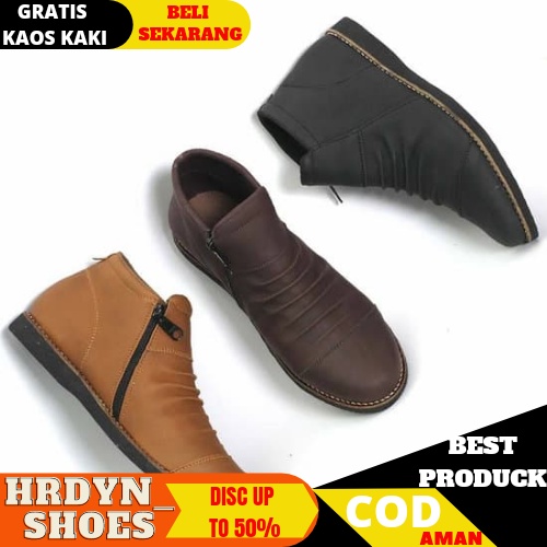 Sepatu Casual Sneakers Pria Pantofel Hitam Kulit Syntec Kerja Kantor Eigth Wringkle T202