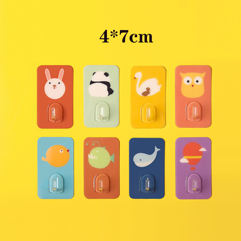 [Creative Seamless Cute Cartoon Wall Mounted  Sticky Hook][Solid Color Animal Pattern Upgrade Crystal Hook][Nail-Free Space Saving Self Adhesive Rack Hanger]