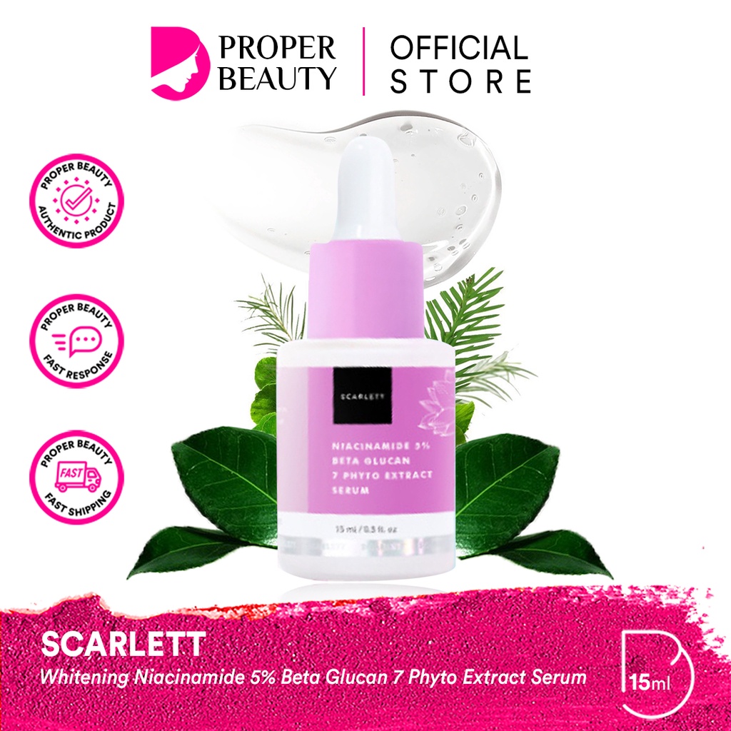 SCARLETT Whitening Niacinamide 5% Beta Glucan 7 Phyto Extract Serum Indonesia / Facial Wash Essence Toner Day Night Cream Mask Masker Gel Sunscreen Body Shower Scrub Lotion Shampoo / Brightly Ever After Acne Mugwort Paket Mini Full Set Wajah Face Glowing