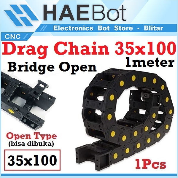 [HAEBOT] Kabel Cable Drag Chain Dragchain Wire Carrier 35x100 mm CNC Bridge Open Type Plastic Industri Mekanik Towline Mesin Pembawa Rantai Kabel 35 x 100 mm