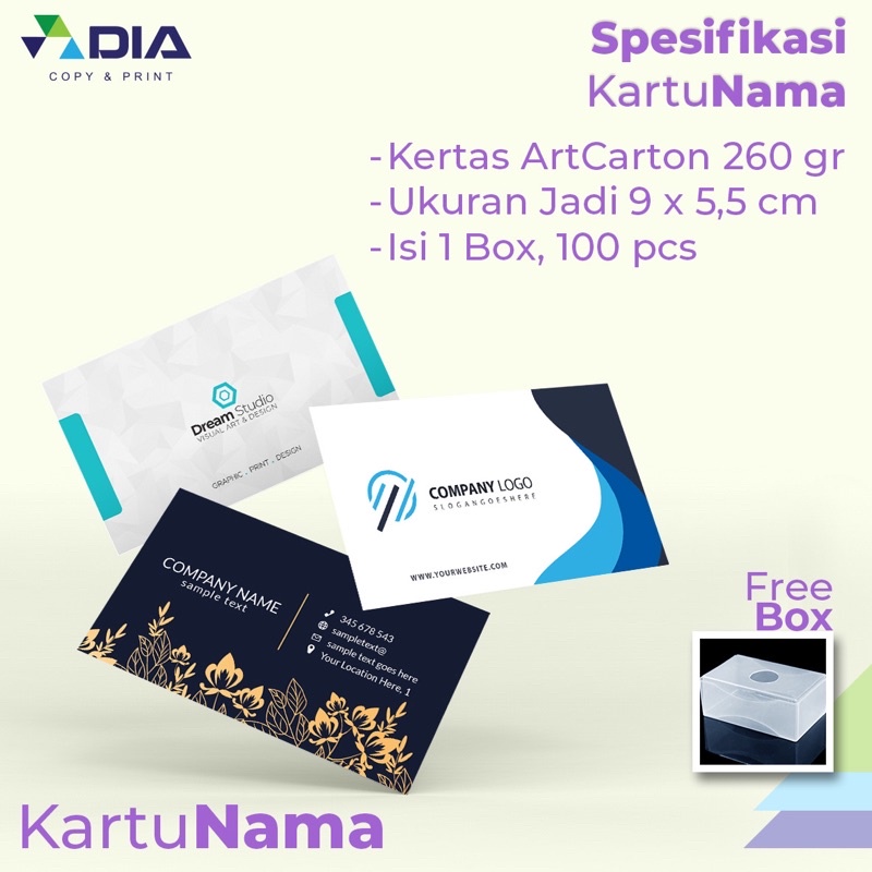 

Katu Nama Custom - Cetak Kartu Nama - Kertas Art Carton 260gr/Linen - Cetak 1 Sisi - Full Color - FREE BOX - Termurah