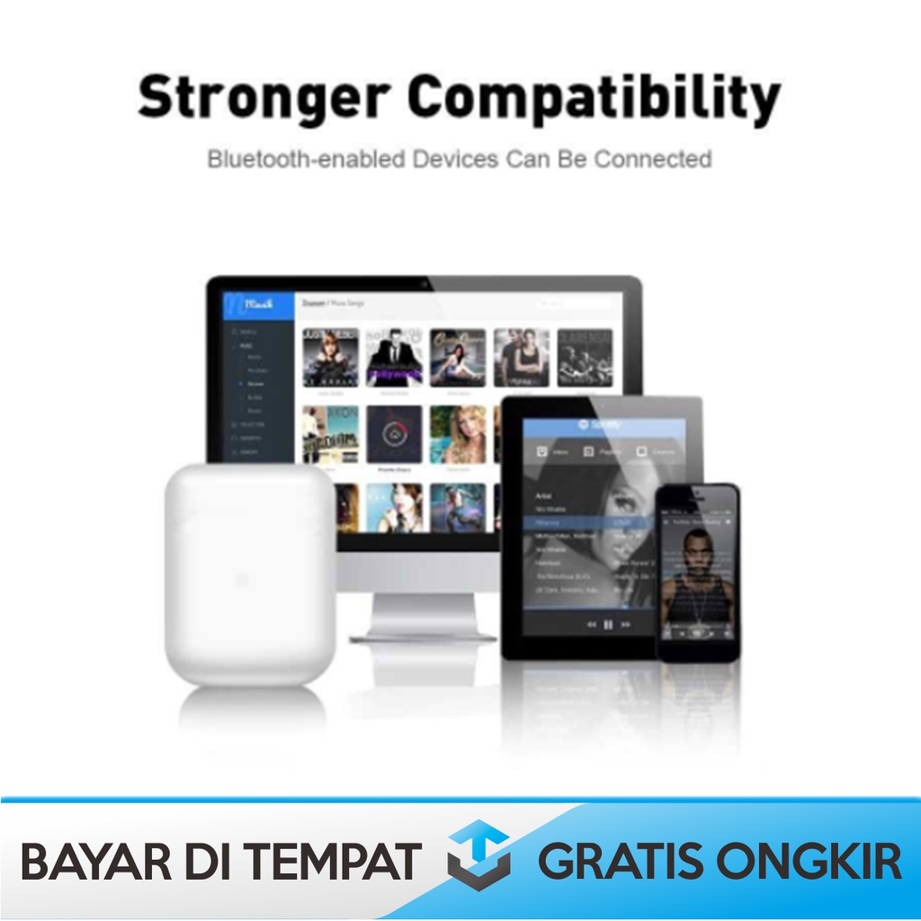 EARPHONE EARPODS BLUETOOTH 5.0 TWS WIRELESS WARNA PUTIH ORIGINAL MURAH