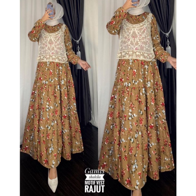 Gamis Syakila Motif Vest Rajut