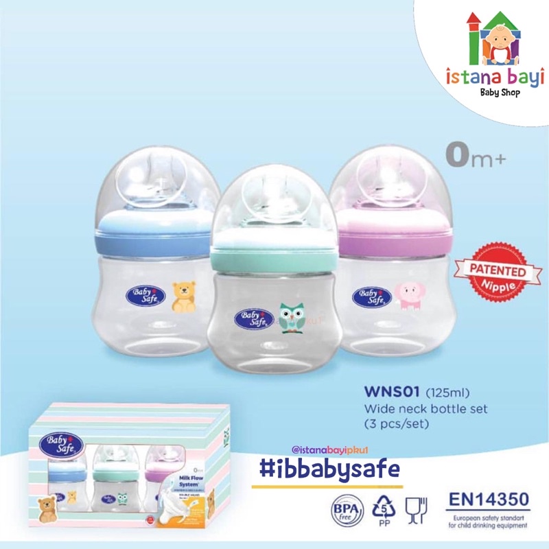 Baby Safe Wide Neck Bottle 125 / 250 ml WN001/WN002/WNS01/WNS02 /WN04 /WN05 - Botol susu bayi