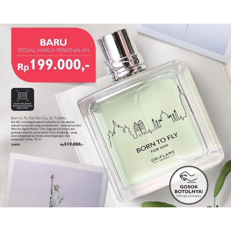 oriflame born to fly for him eu de toilette 75ml