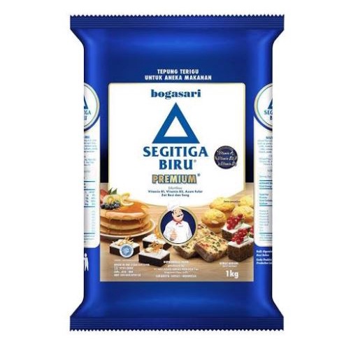 

Tepung Terigu Bogasari Segitiga Biru Premium 1 kg / 1kg / 1000 gr gram