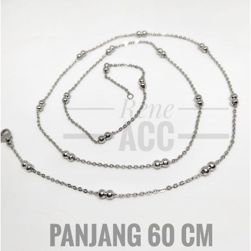 Kalung Titanium Wanita Jedar silver anti karat selamanya