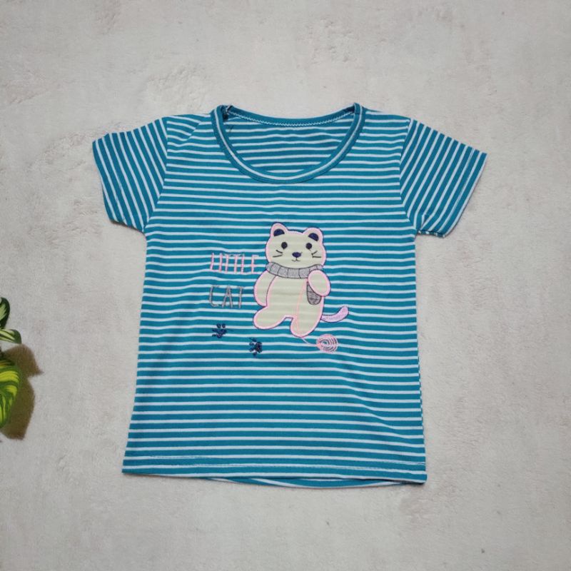 kaos anak cewek 1 2 tahun motif strip kaos harian anak perempuan