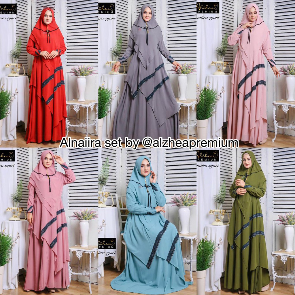 ALNAIIRA SYARI ORI BY ALZHEA /ALZHEA PREMIUM / GAMIS BRANDED /GAMIS ALZHEA SET HUJAB