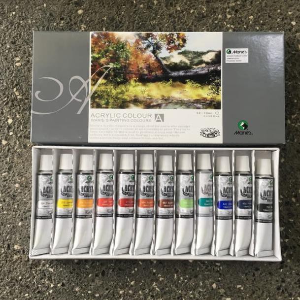 

SALE CAT AKRILIK ACRYLIC COLOR 12 WARNA - MARIES MURAH! PERALATAN MELUKIS ART SET MENGGAMBAR