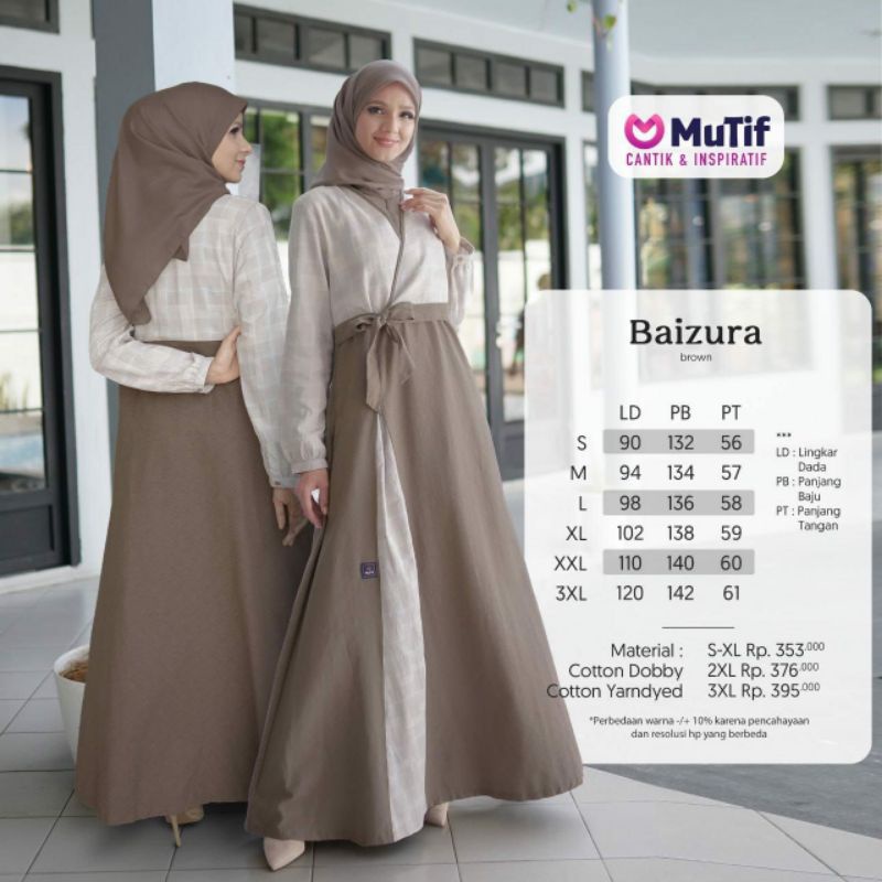 Gamis syari mutif baizura terbaru casual kekinian
