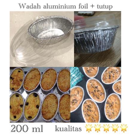 Foil | (Isi 10Pcs) Aluminium Foil Cup Oval + Tutup Mika