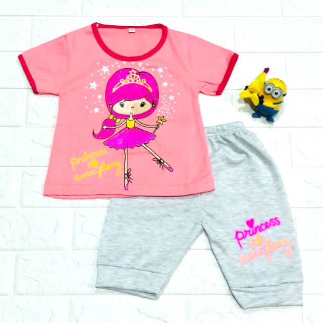 SETELAN BAJU  ANAK  PEREMPUAN  USIA 1 5  TAHUN  GAMBAR  PRINCESS 