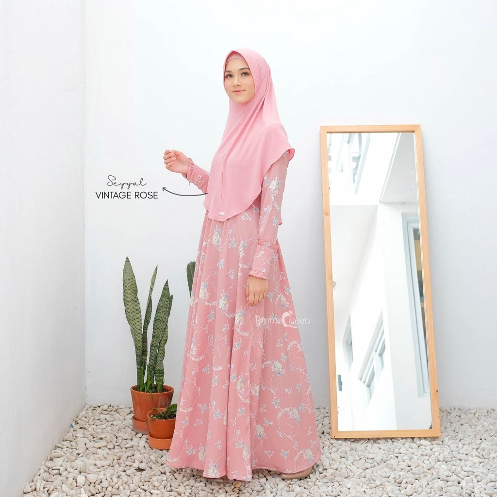 DRESS SEYYAL VINTEG ROSE BY EMMAQUEEN MATERIAL ITY CREPE PREMIUM GAMIS MOTIF REMAJA MUSLIMAH MANSET 