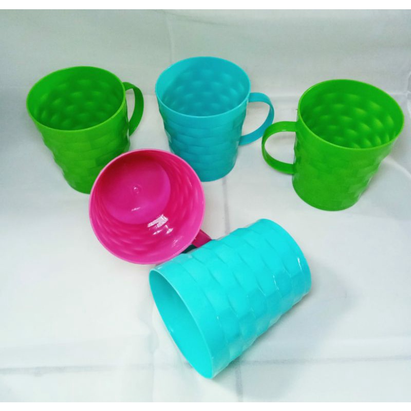 Gelas Plastik / Gelas Minum Warna / Gelas Cangkir Minum Motif Tikar