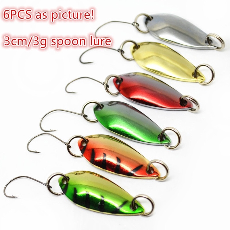 6pcs / Lot Umpan Pancing Bahan Metal Keras Ukuran 3cm / 3g Dengan Kail Tunggal Isca
